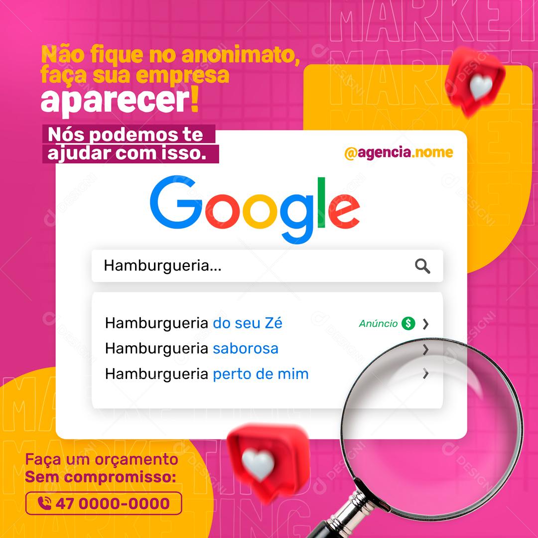 Não Fique No Anônimo Faça Sua Empresa Aparecer Social Media PSD Editável