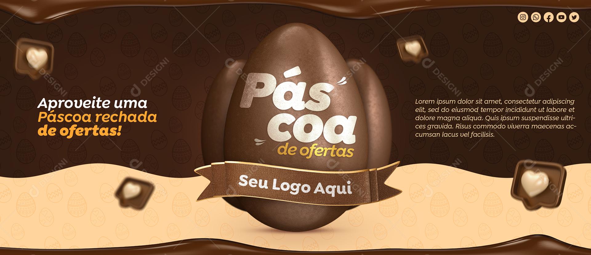 Social Media Banner Páscoa De Ofertas 50% De Desconto PSD Editável