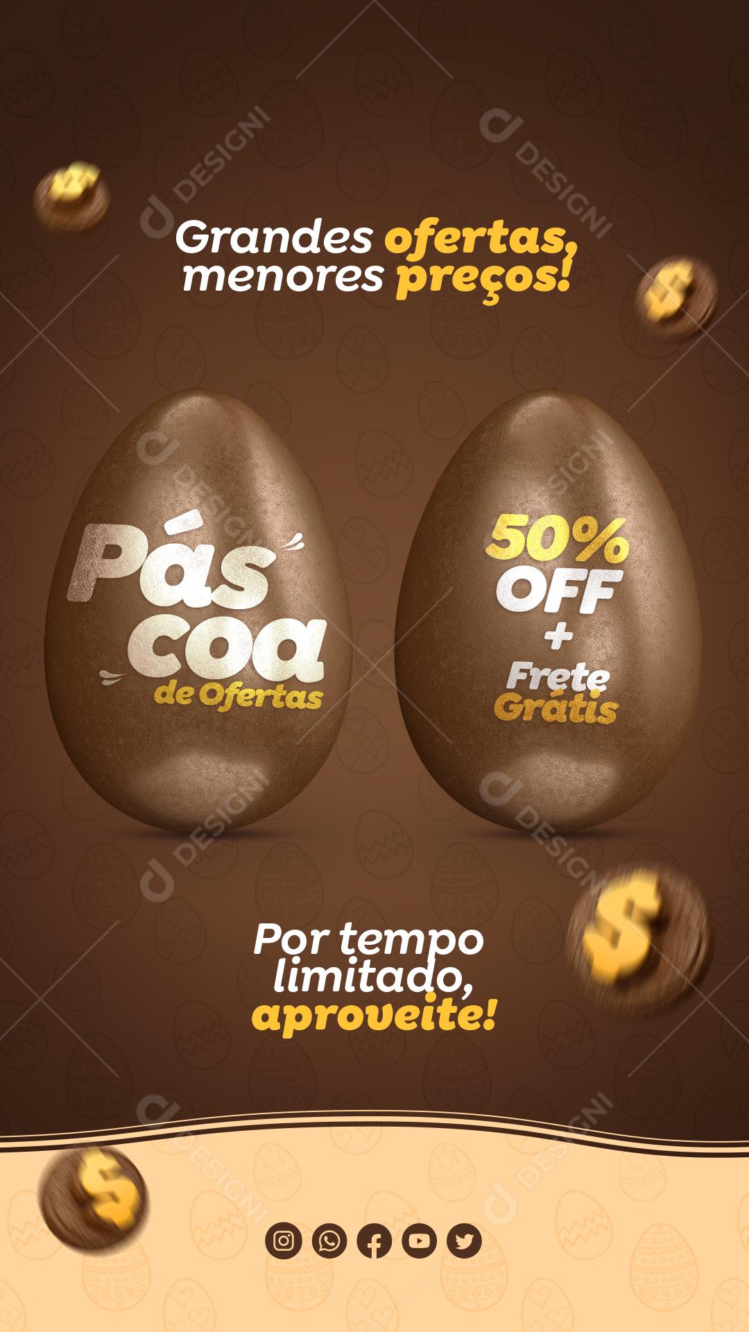 Social Media Páscoa De Ofertas 50% De Desconto PSD Editável