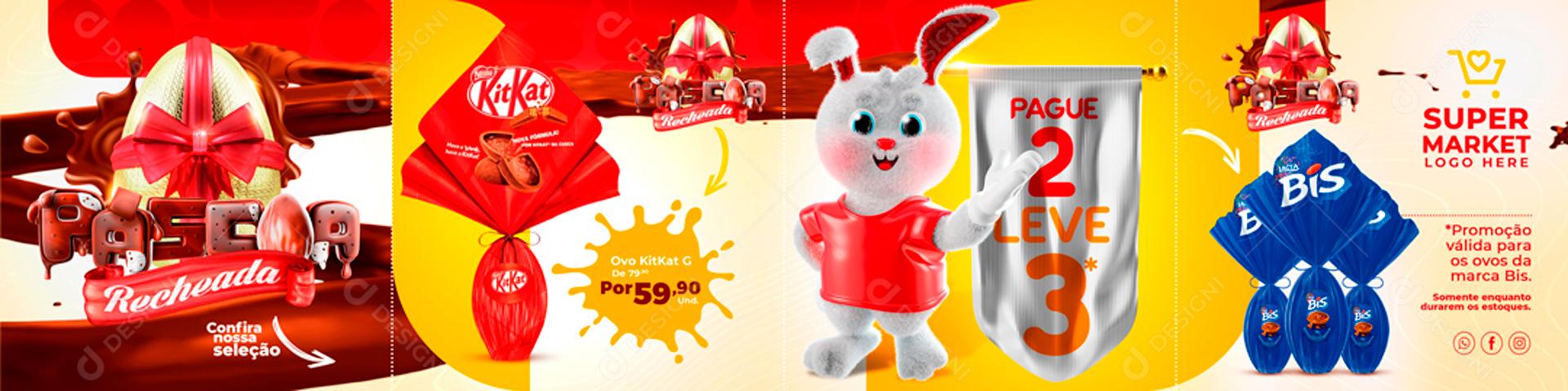 Carrossel Páscoa Ovos De Páscoa Promoção Social Media PSD Editável