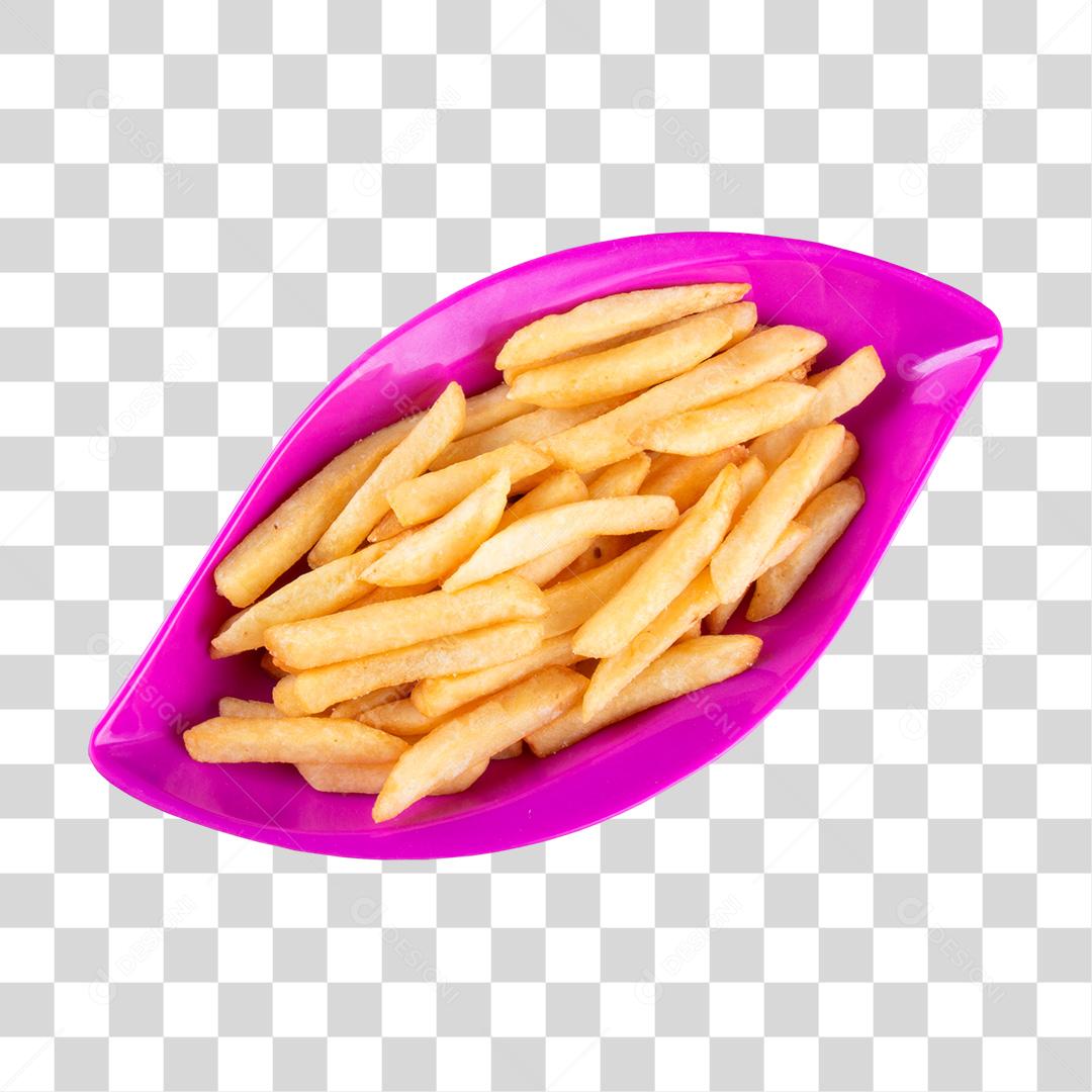 Batata Frita em vasilha rosa PNG Transparente