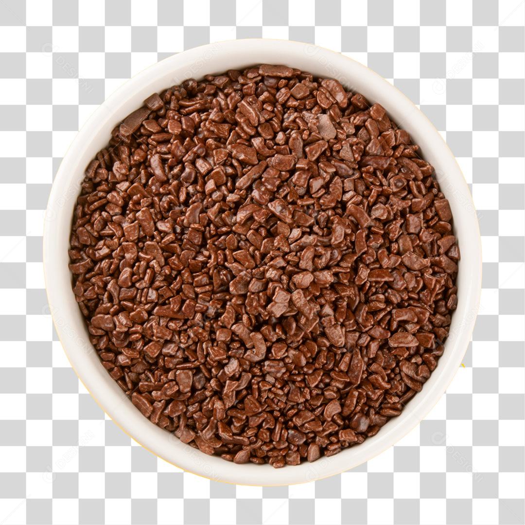 Chocolate Granulado em tigela branca PNG Transparente