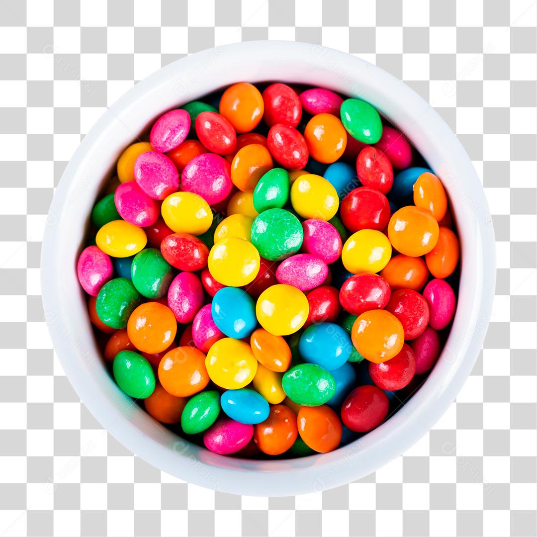 Vasilha branca cheia de confetes PNG Transparente