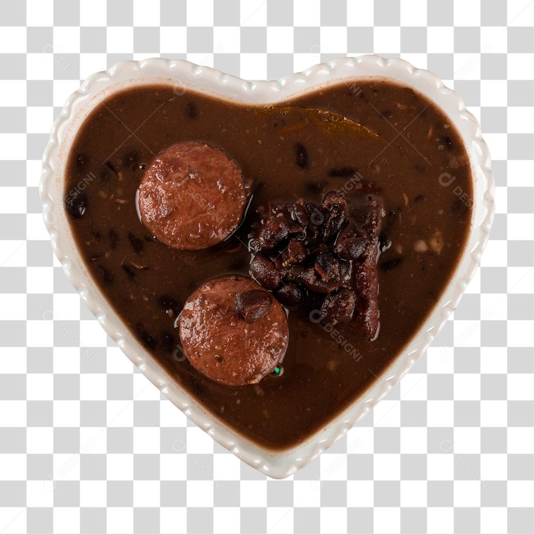 feijoada em vasilha no formato de coração PNG Transparente