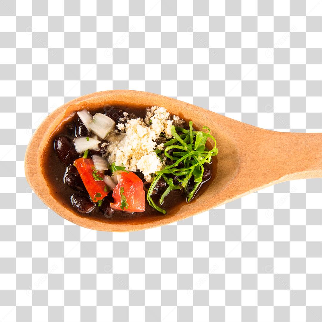 Feijoada em colher de madeira PNG Transparente