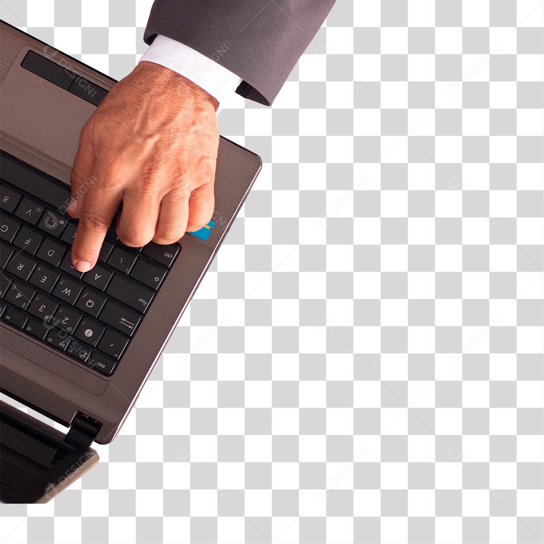 Homem utilizando notebook PNG Transparente