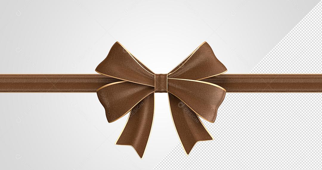 Elemento 3D Laço Marom Para Composição PSD