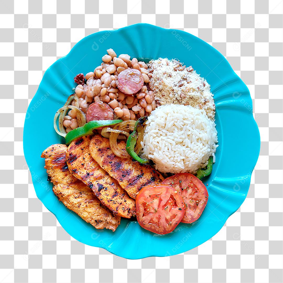 Prato azul com comidas típicas brasileira PNG Transparente