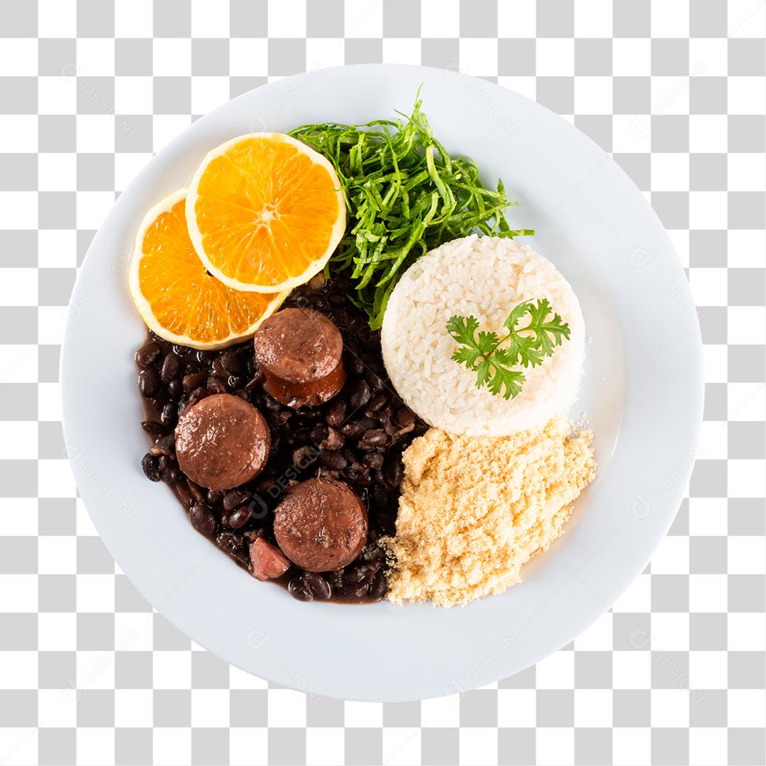 Prato de Feijoada Arroz e Demais Iguarias Brasileira PNG Transparente