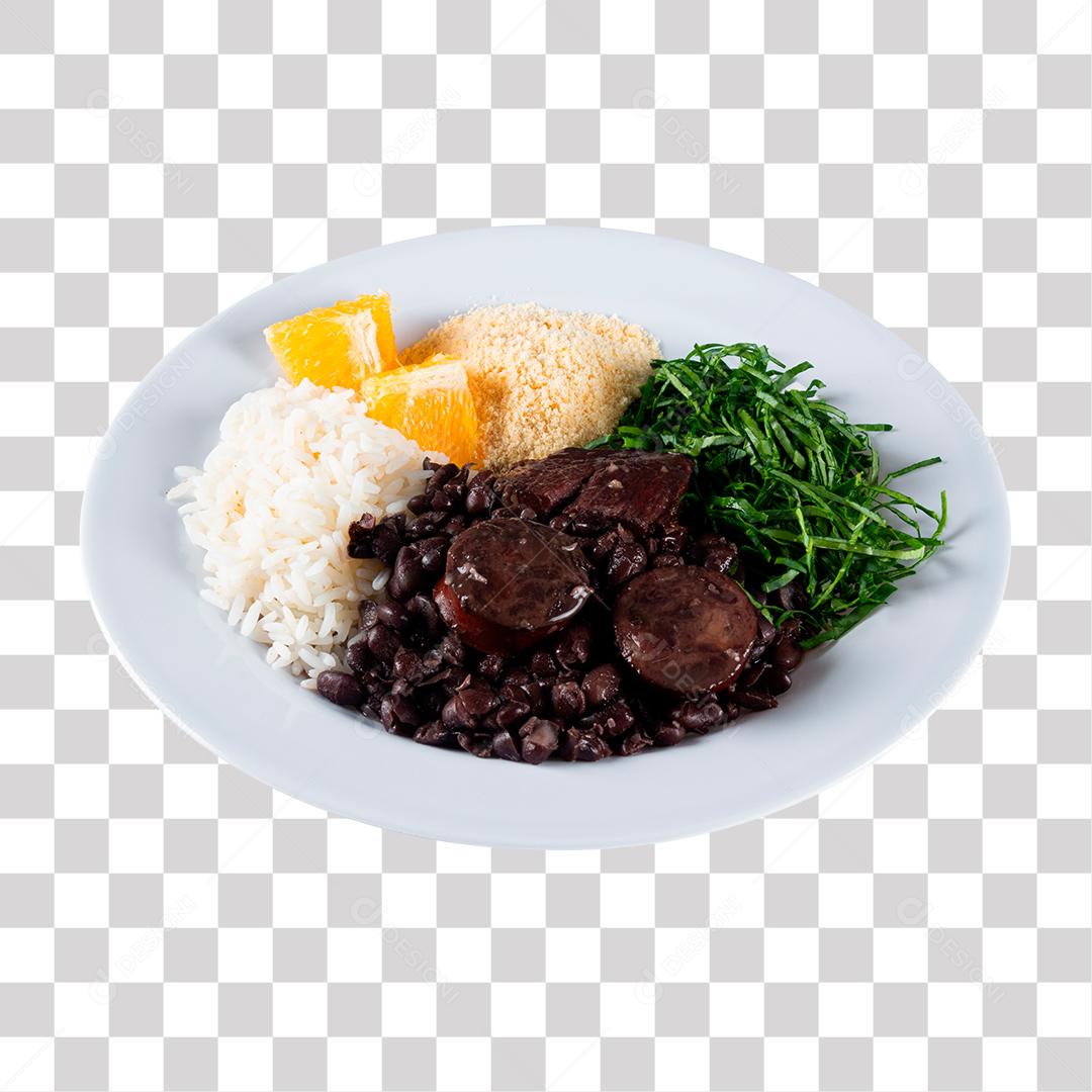 Prato de Feijoada Arroz e demais iguarias Brasileira PNG Transparente