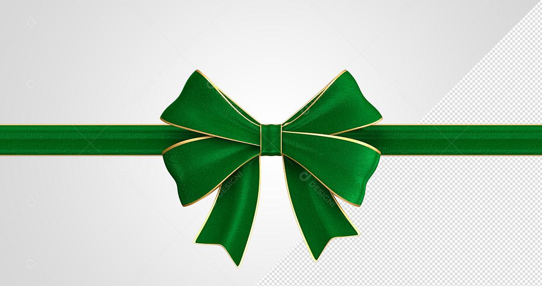 Elemento 3D Laço Verde Para Composição PSD