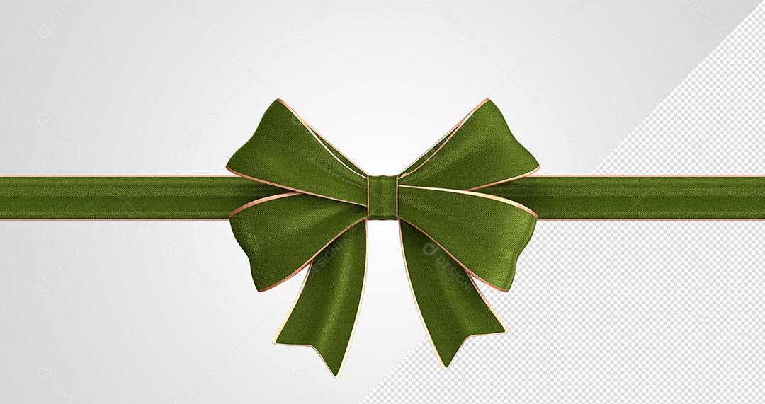 Elemento 3D Laço Verde Escuro Para Composição PSD
