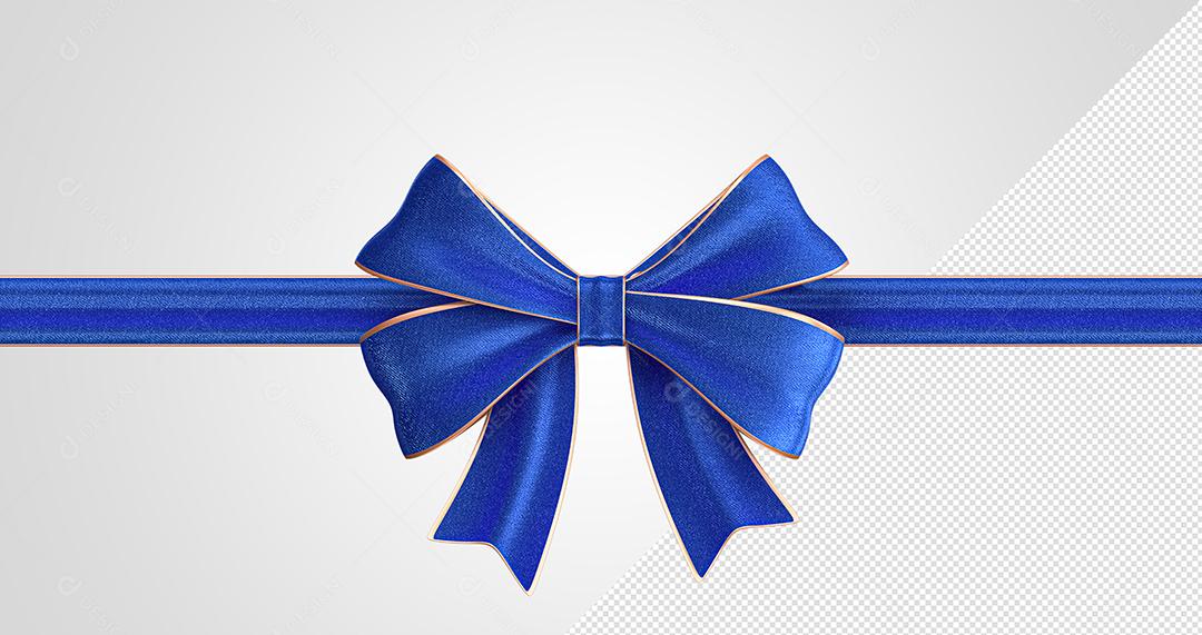 Elemento 3D Laço Azul Para Composição PSD