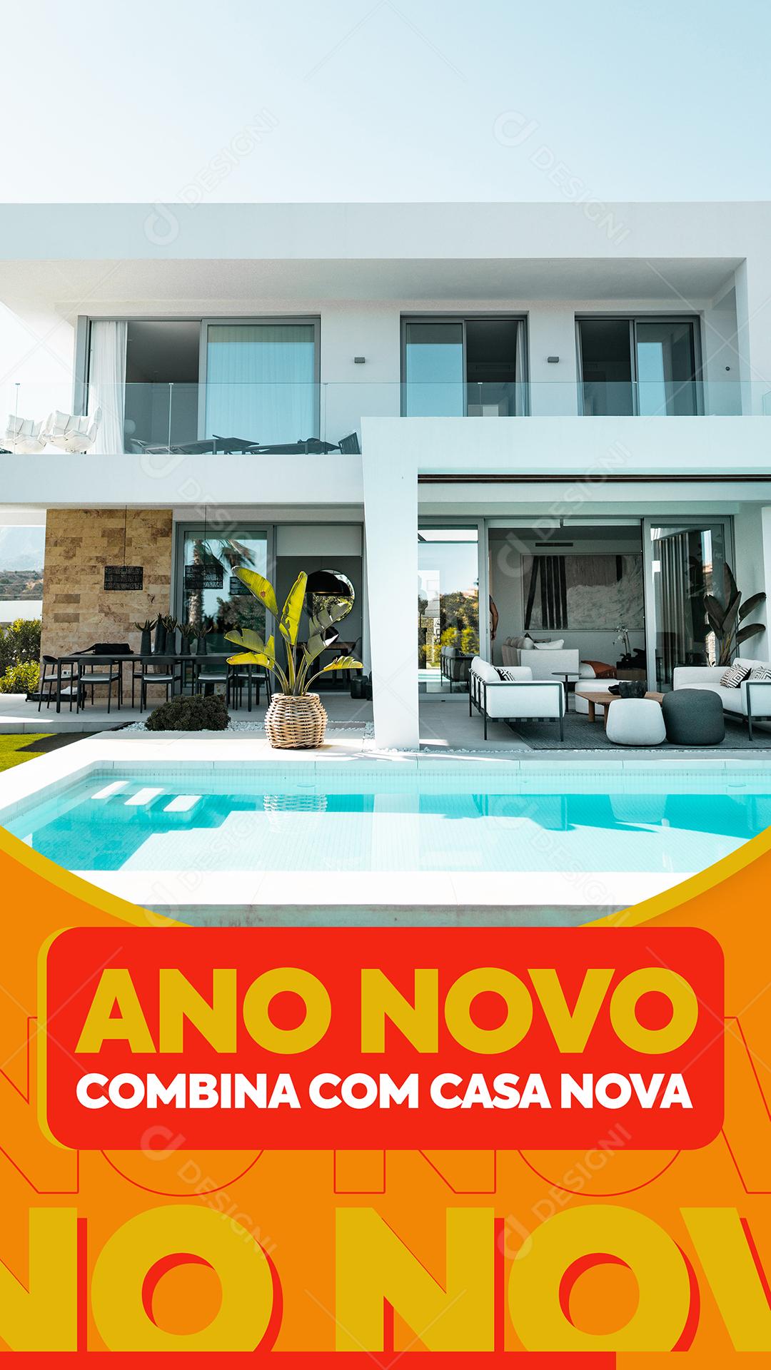 Social Media Ano Novo Combina Com Casa Nova Construção PSD Editável