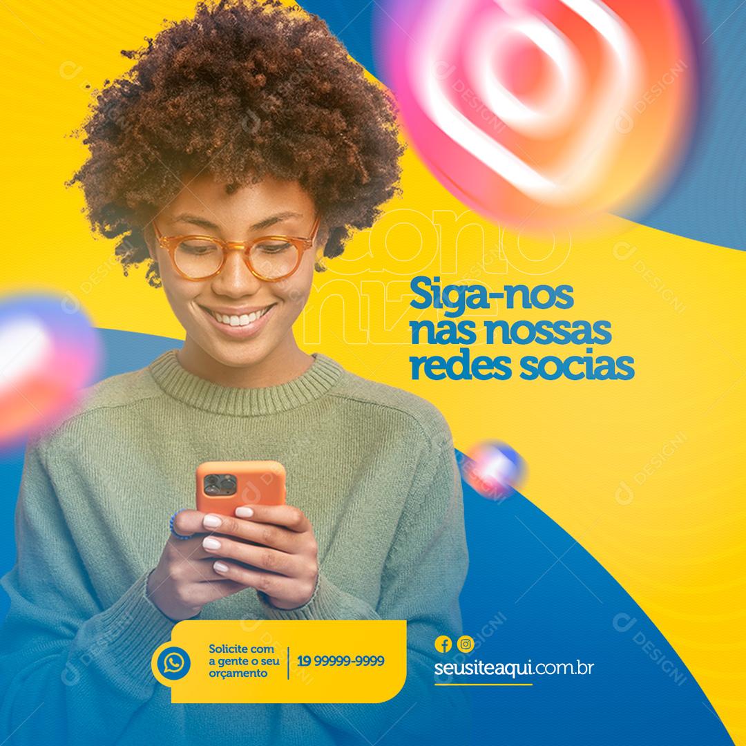 Social Media Siga Nos Nas Nossas Redes Sociais Energia Solar PSD Editável
