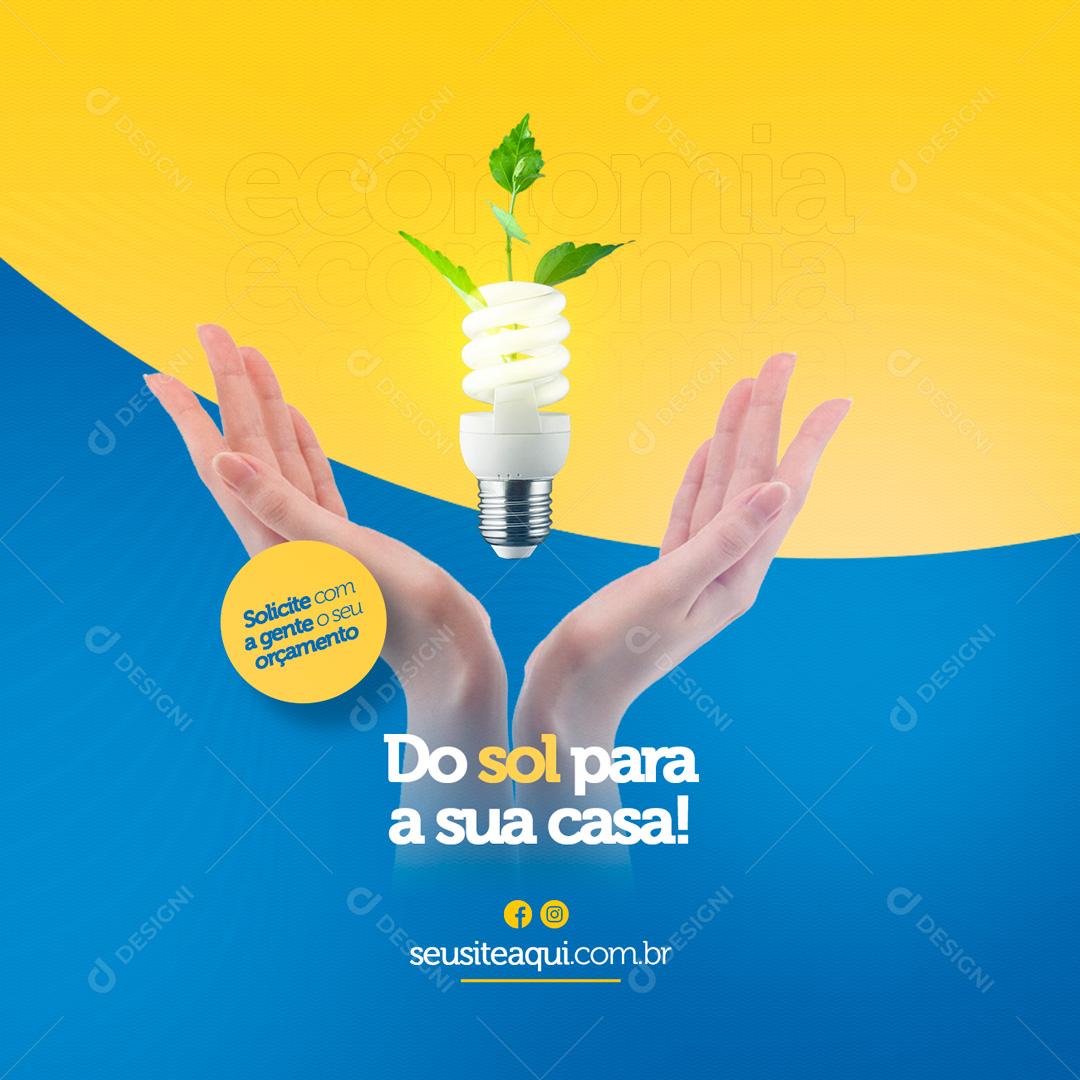 Social Media Do Sol Para A Sua Casa Energia Solar PSD Editável