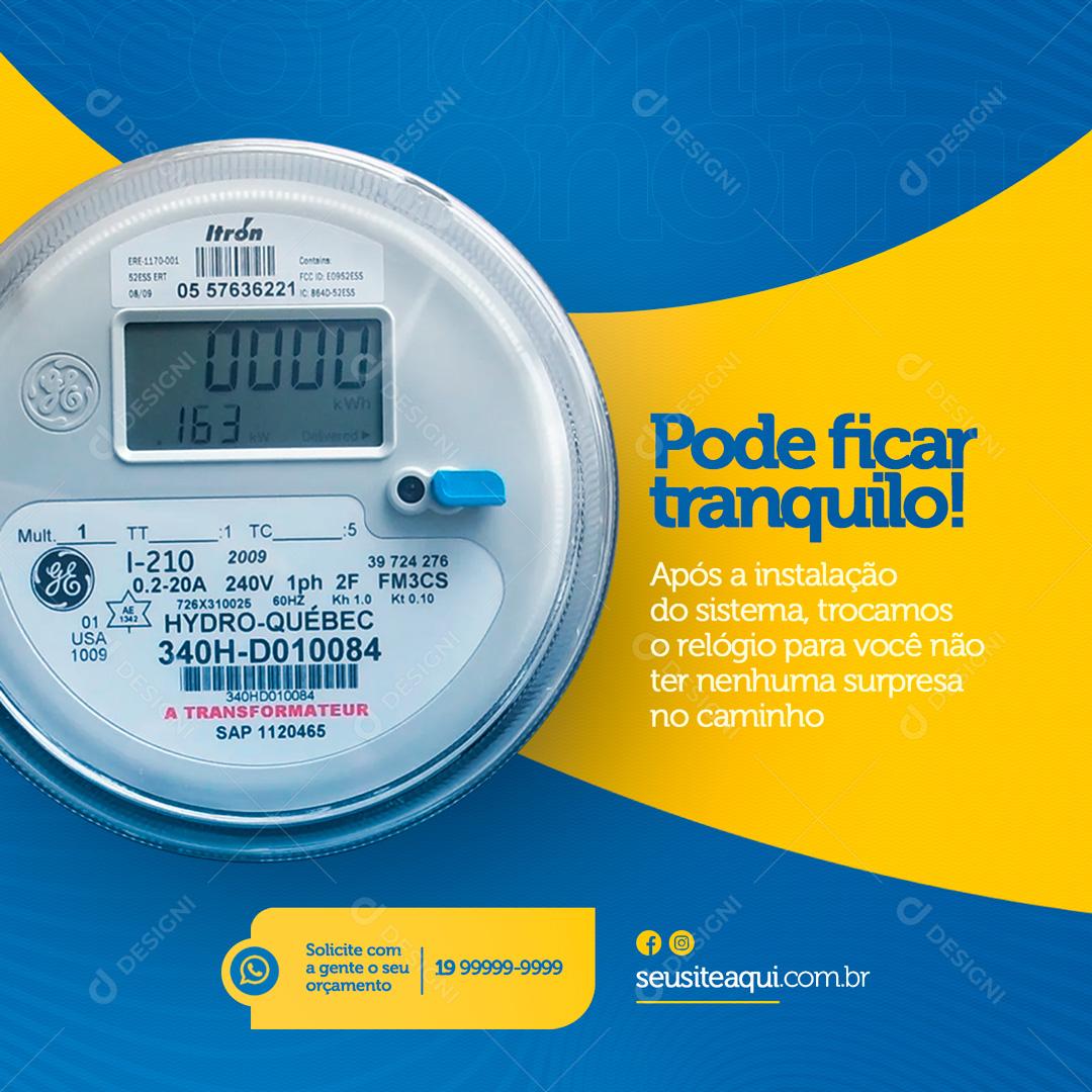 Social Media Podemos Ficar Tranquilo Energia Solar PSD Editável