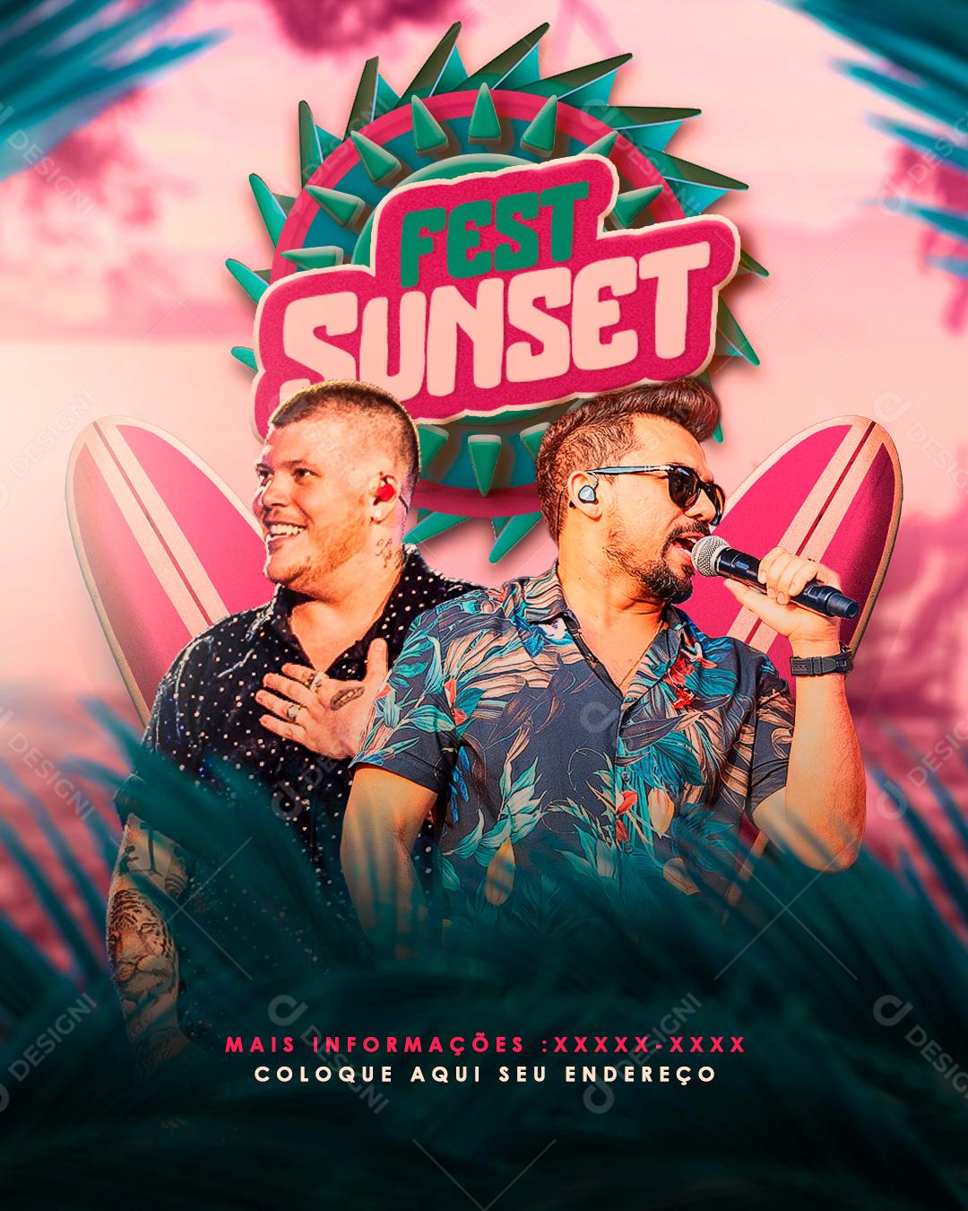 Social Media Fest Sunset Flyers PSD Editável