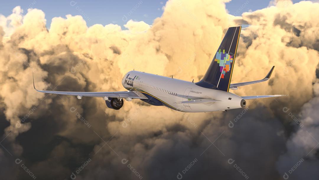 Comercial Airbus A320 Neo Azul Airlines voando no céu do Brasil