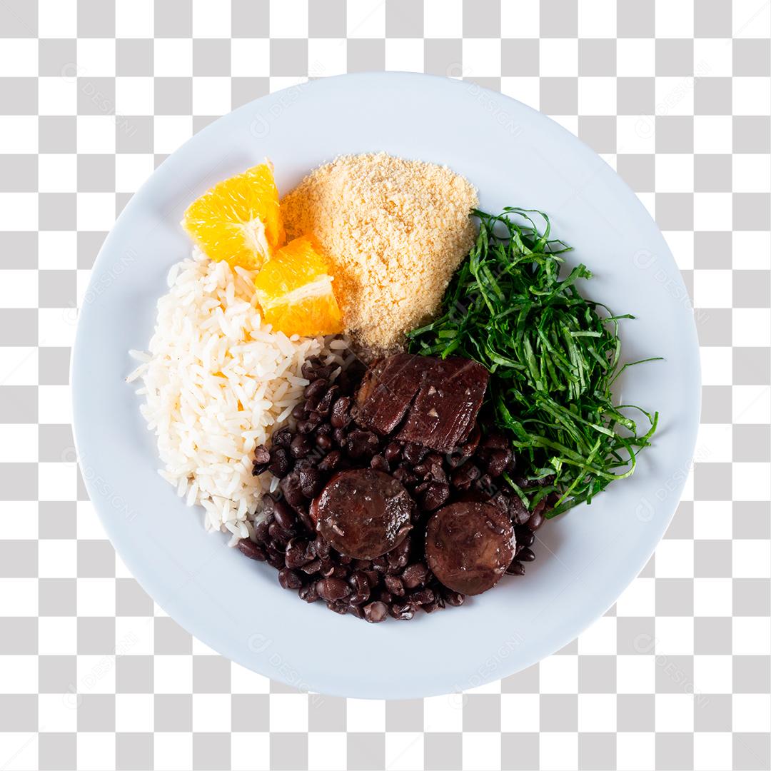 Dish With Rice Beans Farofa And Green Salad PNG Transparente