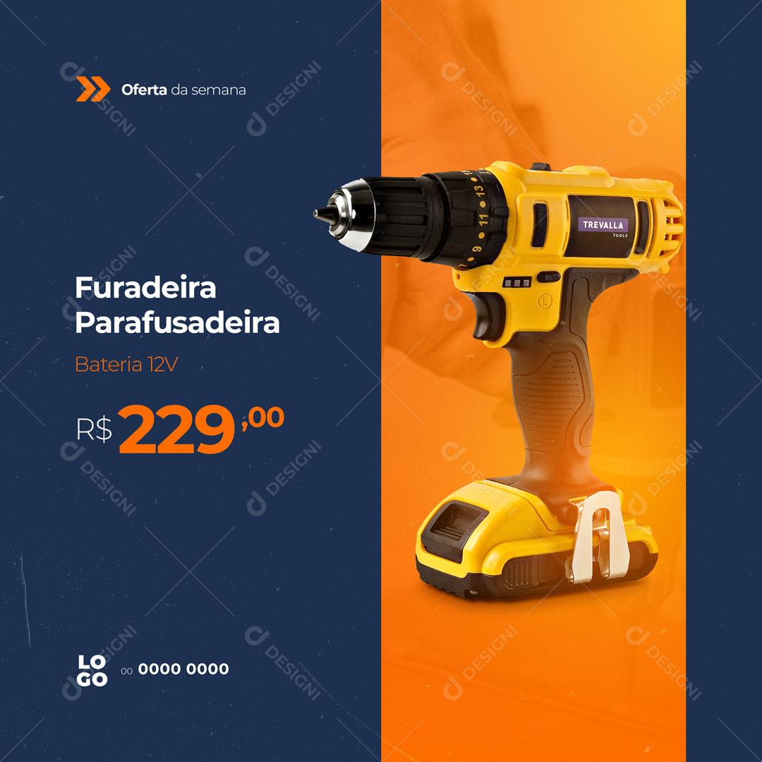 Loja de Materiais de Construção Furadeira Parafusadeira Social Media PSD Editável