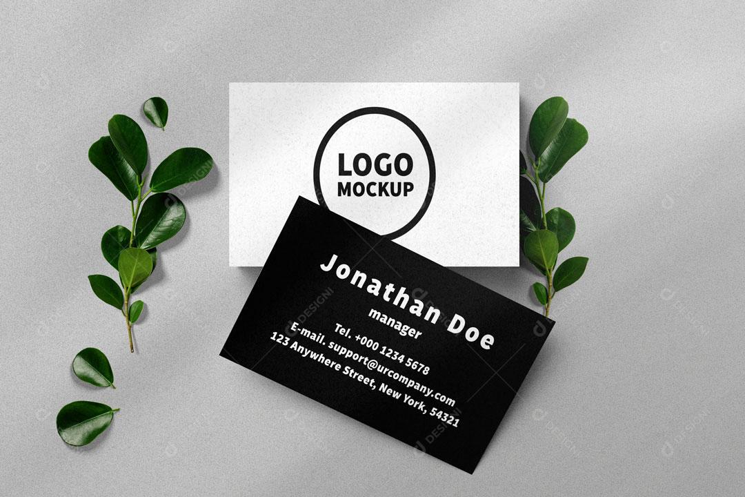 Mockup Logo Gravado Em Cartões Branco e Preto Textura Branco Para Composição PSD