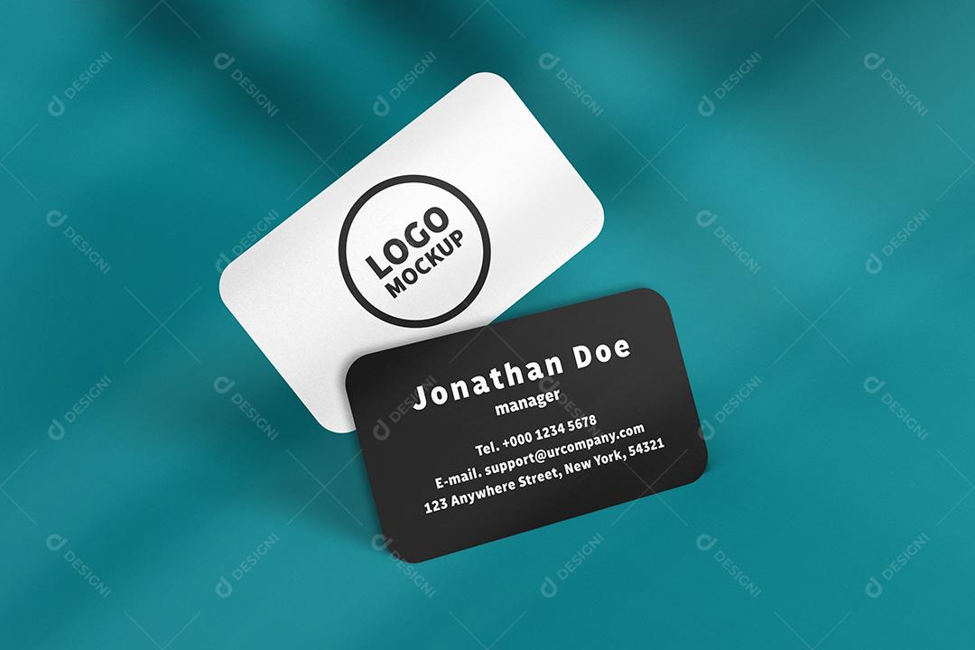 Mockup Logo Gravado Em Cartões Branco e Preto Para Composição PSD