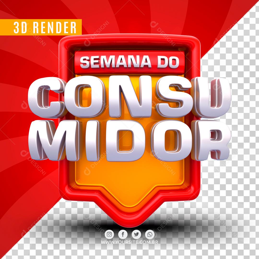 Selo 3D Para Composição Semana Do Consumidor PSD Editável