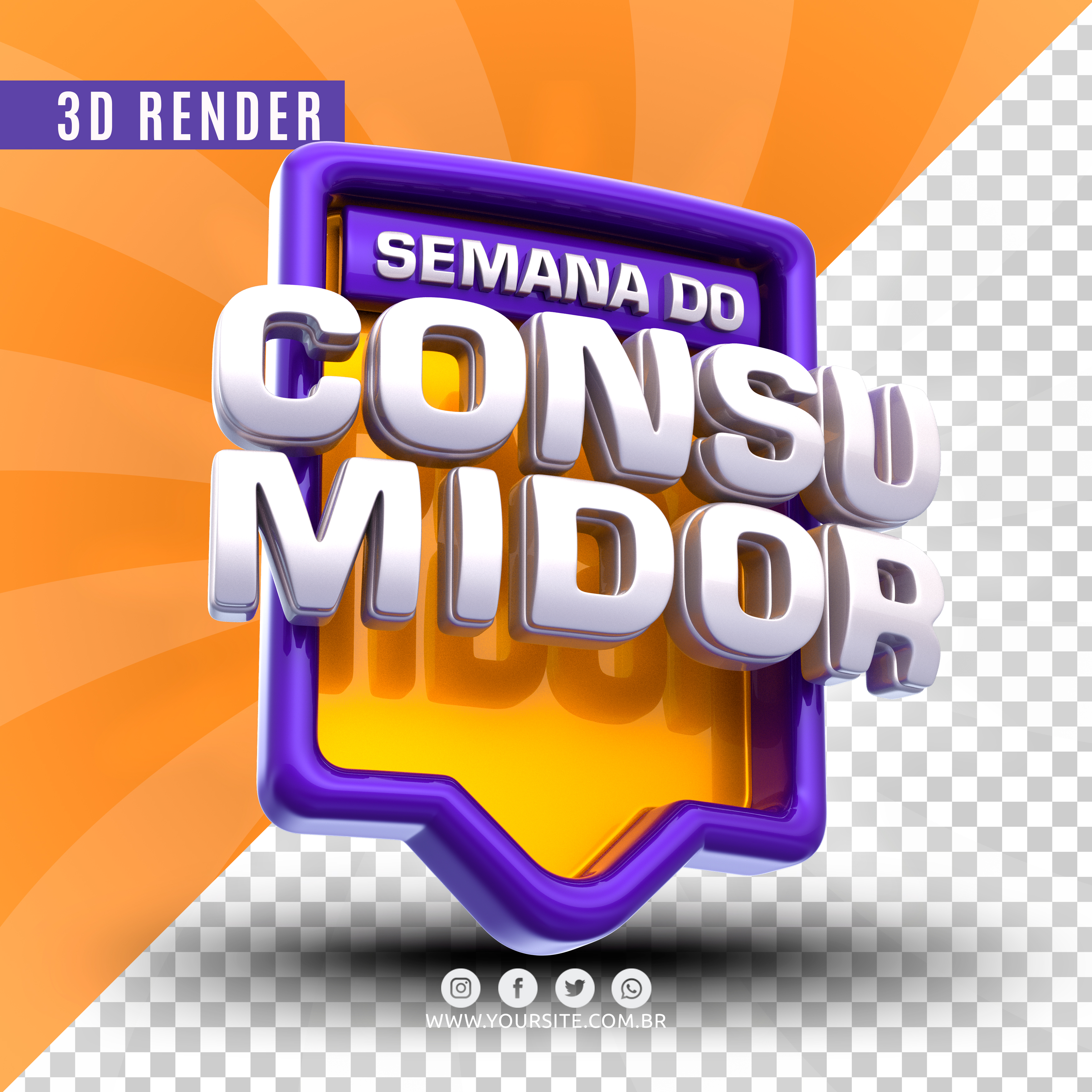 Selo 3D Para Composição Semana Do Consumidor PSD Editável