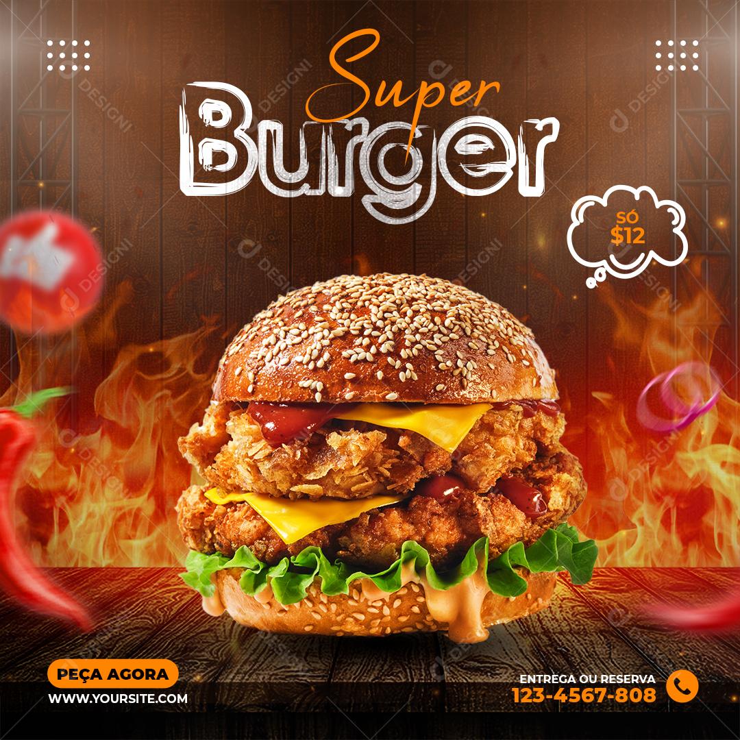 Social Media Super Burger Hambúrgueria PSD Editável