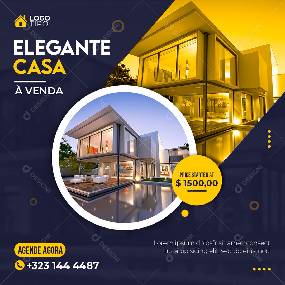 Casa Elegante á Venda Imobiliária Social Media PSD Editável