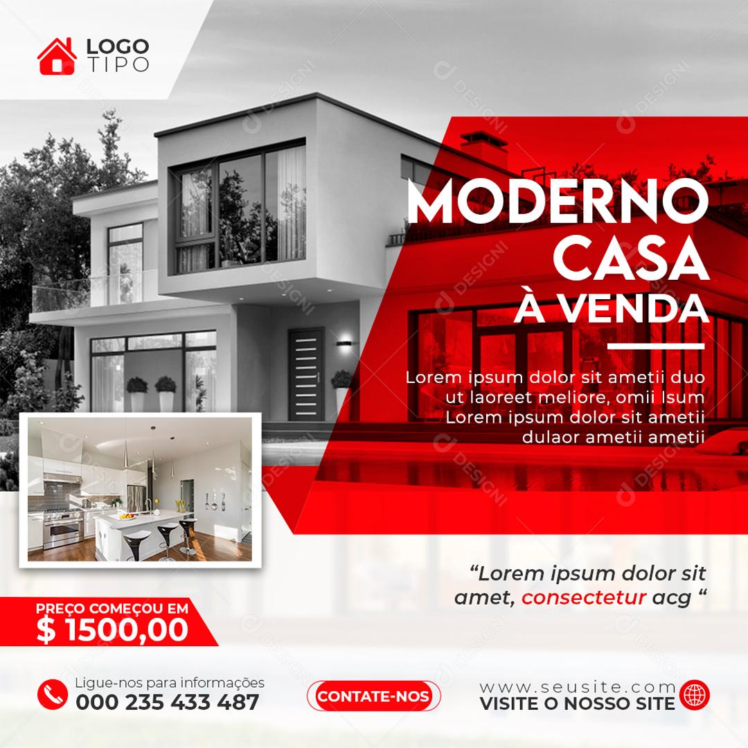 Casa Elegante á Venda Imobiliária Social Media PSD Editável