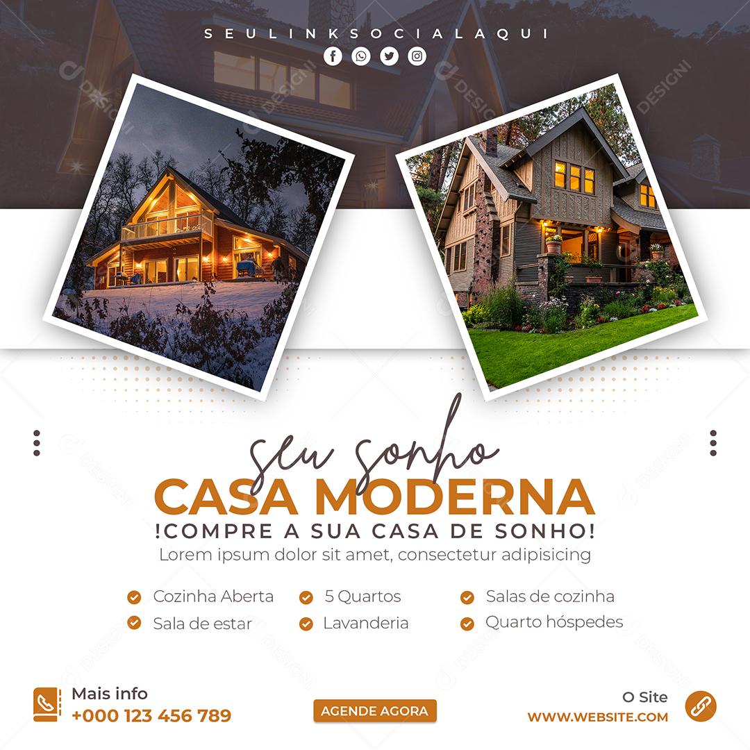 Social Media Seu Sonho Casa Moderna Compre Imobiliária PSD Editável