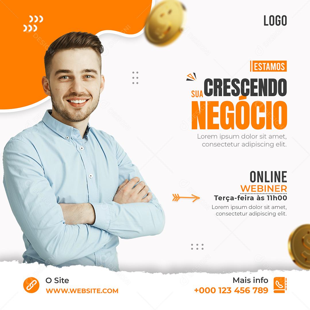 Social Media Estamos Crescendo Negócio Agências PSD Editável