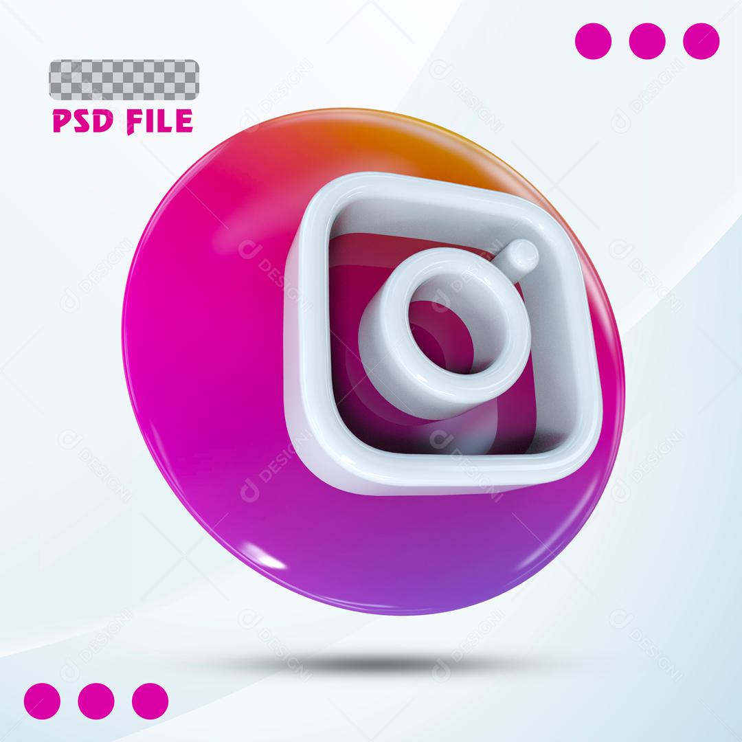Ícones 3D Para Composição Redes Sociais Instagram PSD Editável