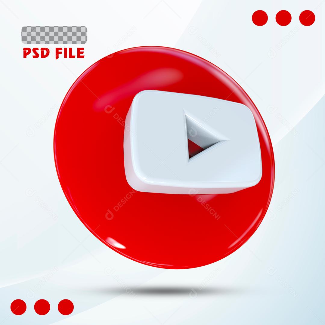 Ícones 3D Para Composição Redes Sociais Youtube PSD Editável