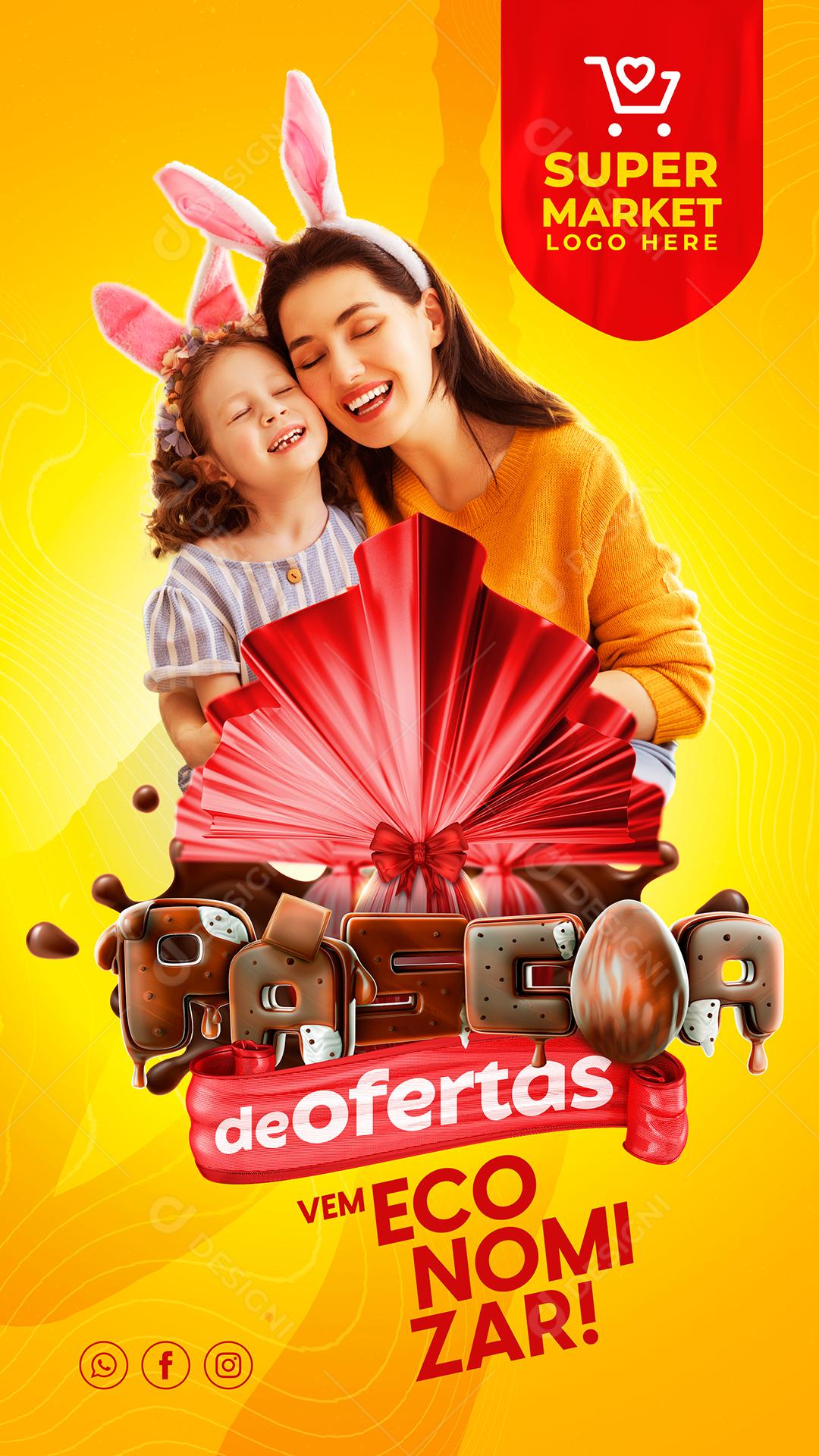 Social Media Páscoa De Ofertas Economizar PSD Editável