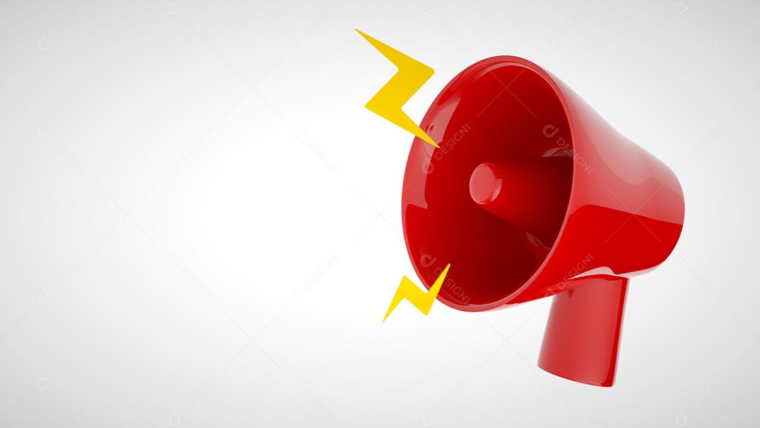 Conceito de tempo de marketing, megafone 3D realista, alto-falante
