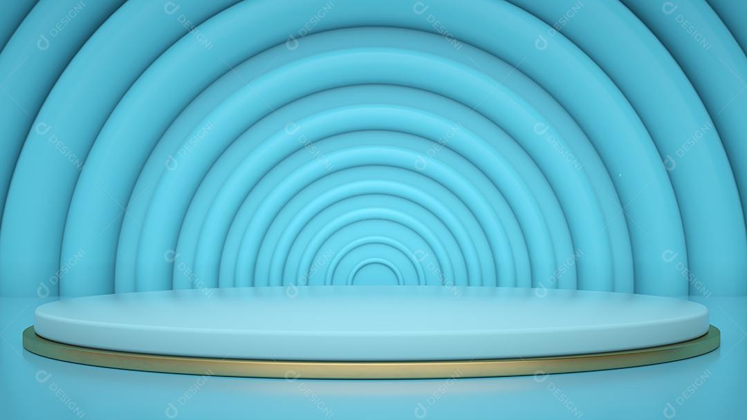 Pódio e cena, forma abstrata de palco azul pódio. Palco