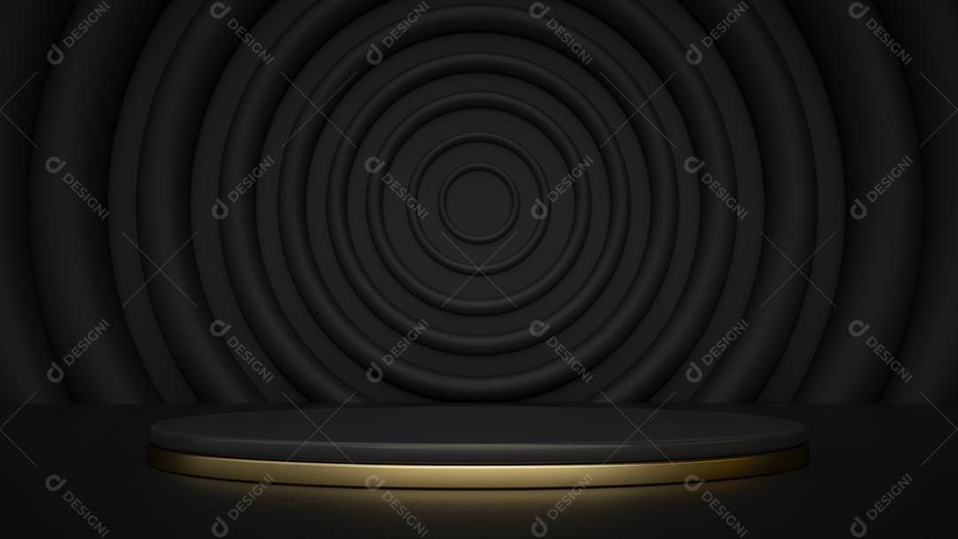 Pódio e cena, forma abstrata de palco de pódio escuro. Palco