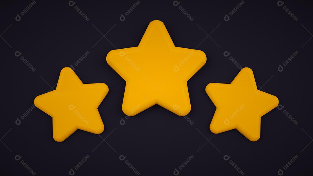 Ícone amarelo pontiagudo cinco estrelas. Estrela amarela 3D