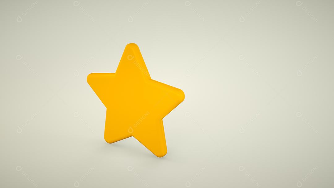 Ícone amarelo pontiagudo cinco estrelas. Estrela amarela 3D
