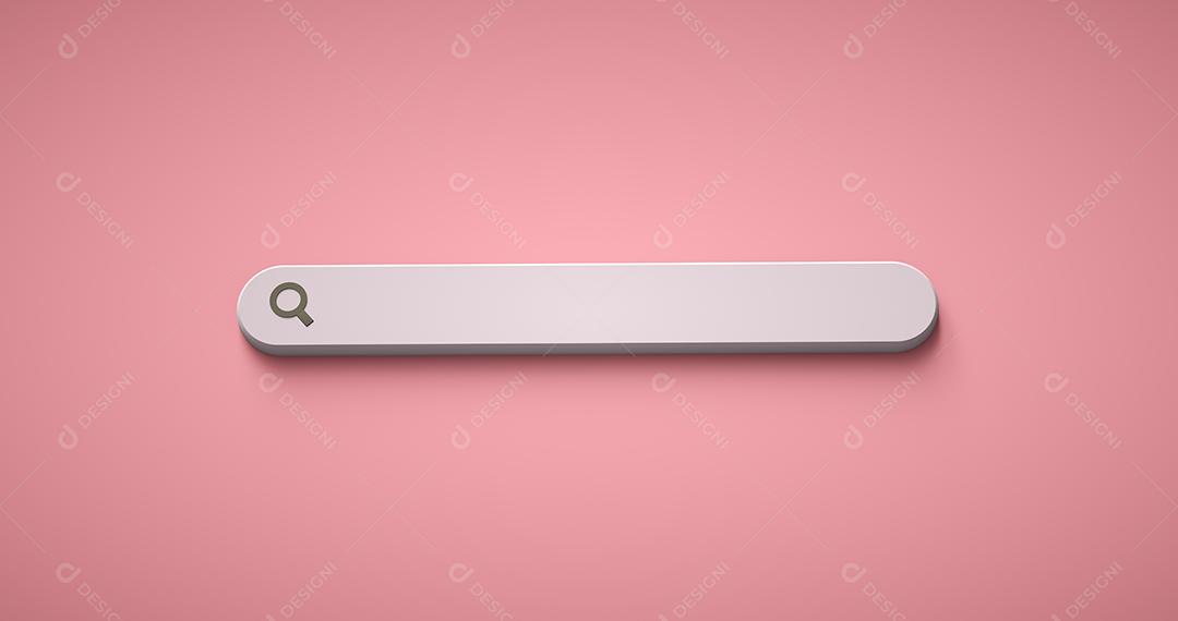 Barra de pesquisa em branco mínima no fundo rosa. Conceito de pesquisa na Web