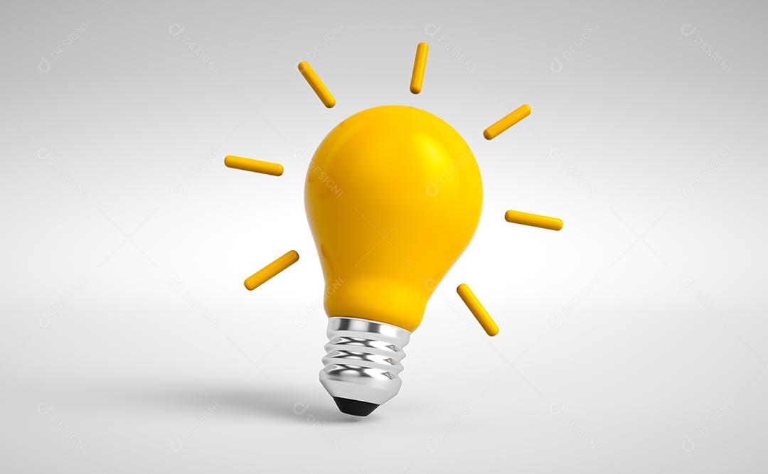 lâmpada ideia ícone conceito visão superior em branco