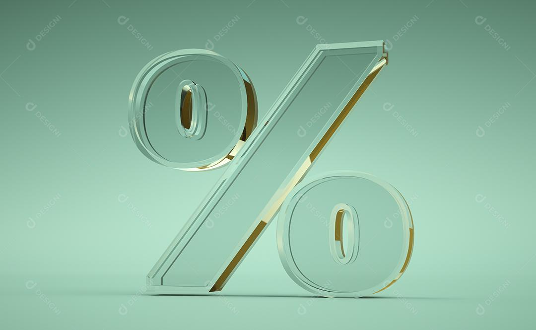 Desconto percentual ícone 3D. Sinal de negócios.