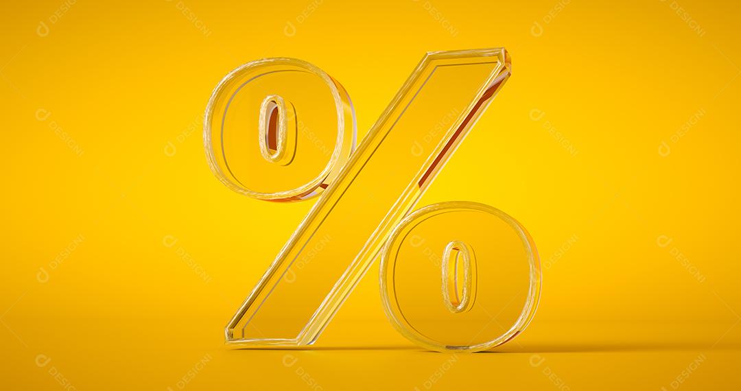 Desconto percentual ícone 3D. Sinal de negócios.