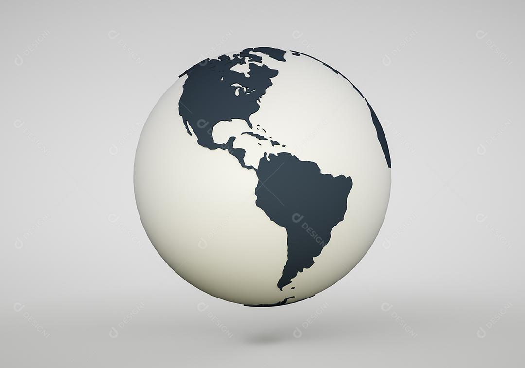 Globo 3d. Mapa do mundo da Terra. Comunicação digital global moderna