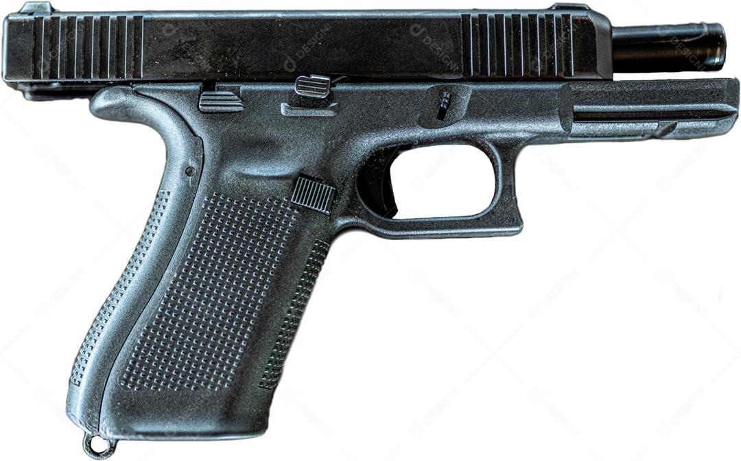 Pistola isolada no fundo branco. Pistola arma preta isolada no fundo branco.