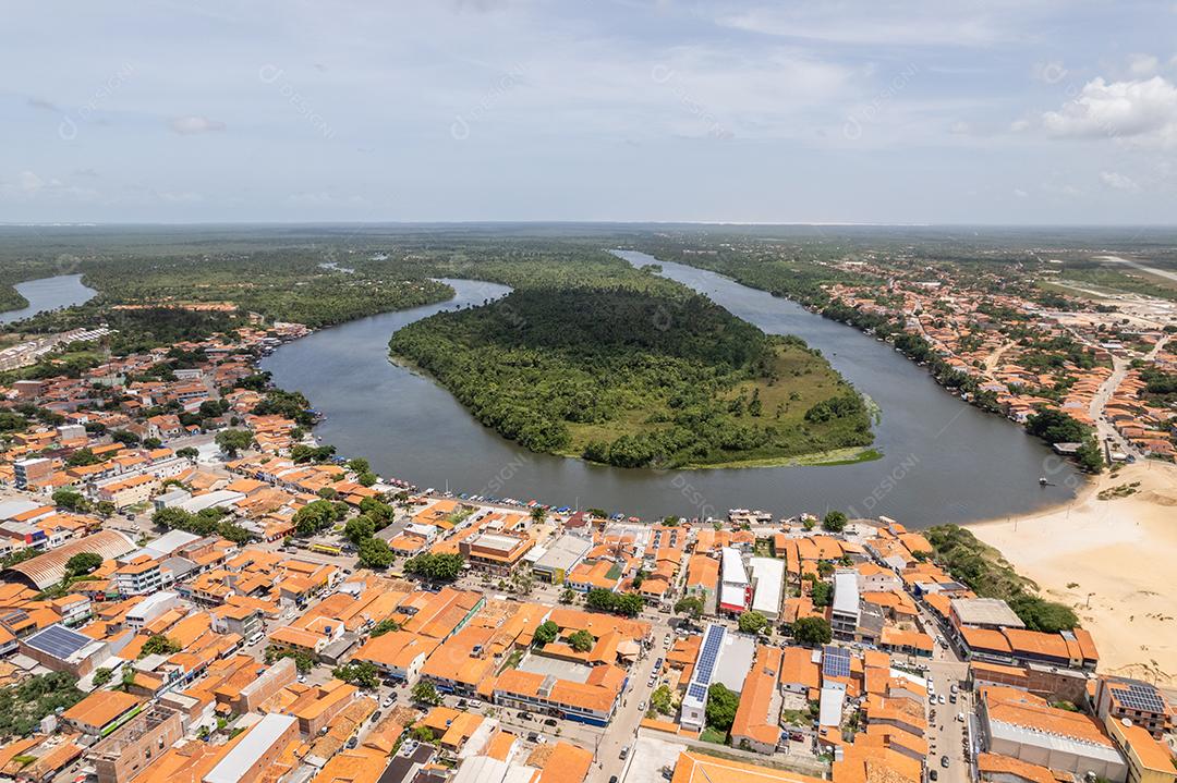 Rio Preguiça visto de cima perto de Barreirinhas, Lençóis Maranhão