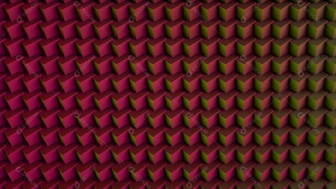 Abstrato digital louco de cubos 3d. Vermelho e marrom